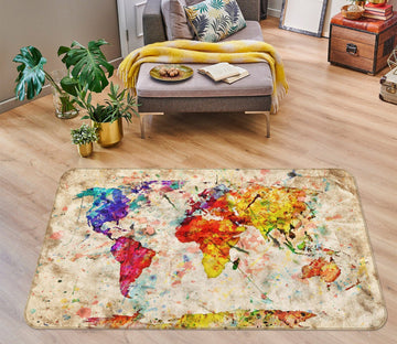 3D Rich Colors 229 World Map Non Slip Rug Mat Mat AJ Creativity Home 