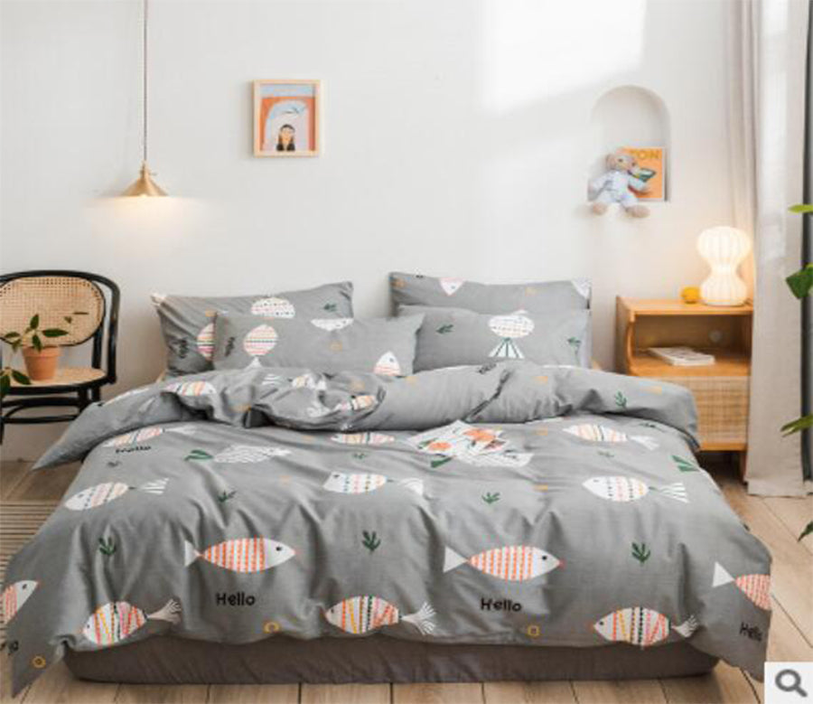 3D Gray Background Fish 17052 Bed Pillowcases Quilt