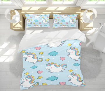3D Heart Cloud Fat Unicorn 61042 Bed Pillowcases Quilt