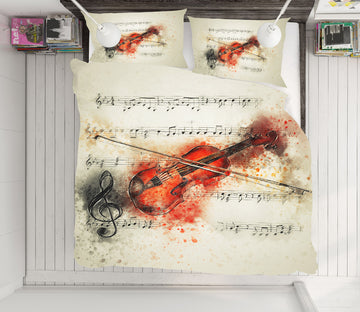 3D Staff Violin 19199 Bed Pillowcases Quilt