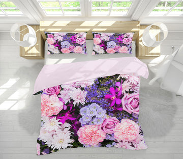 3D Purple Flowers 59106 Bed Pillowcases Quilt