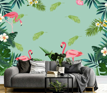 3D Flamingo Flower WG109 Wall Murals