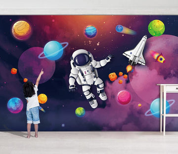 3D Planet Astronaut WC079 Wall Murals Wallpaper AJ Wallpaper 2 