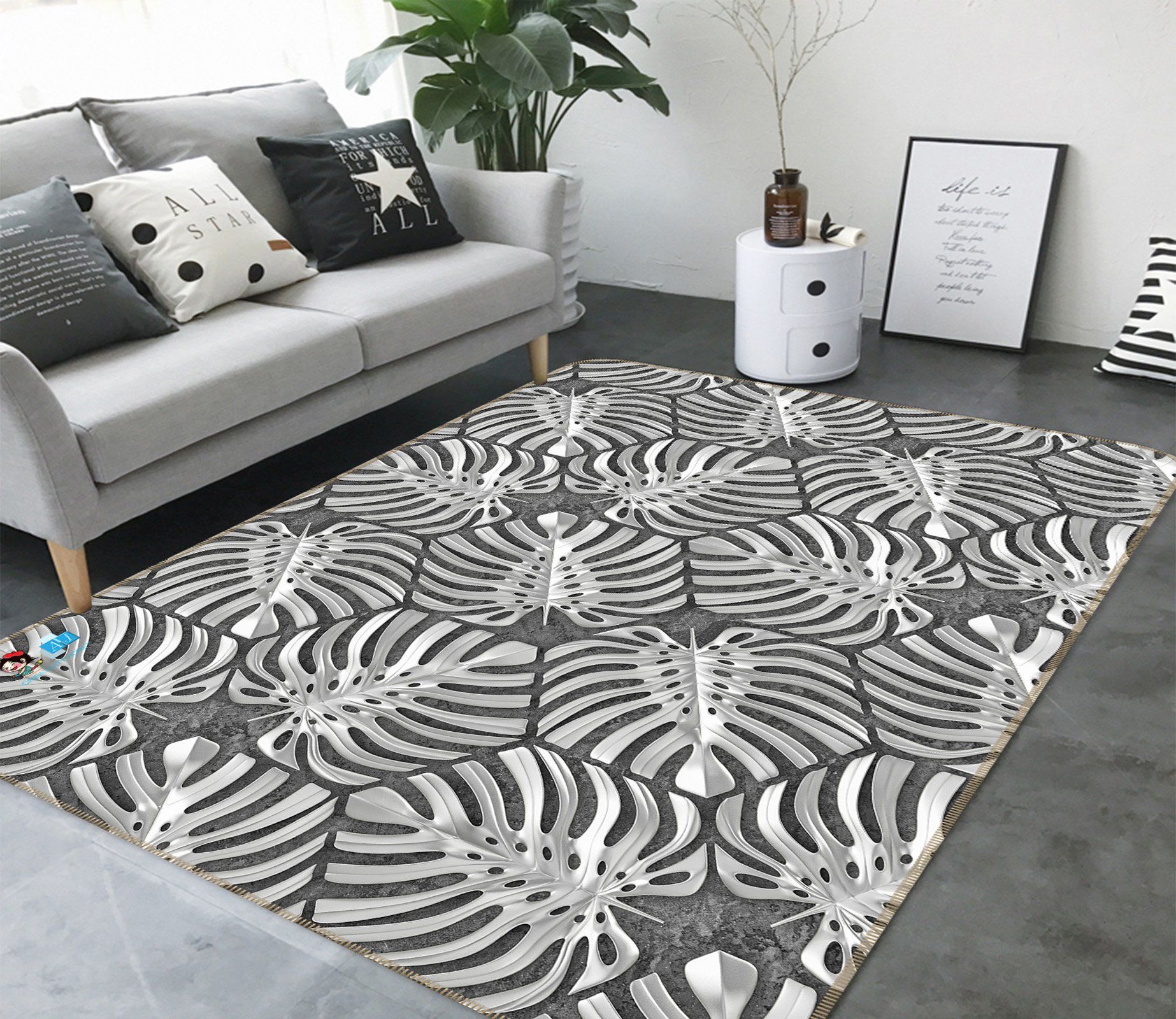 3D Turtle Leaf Pattern 2843 Non Slip Rug Mat Mat AJ Creativity Home 