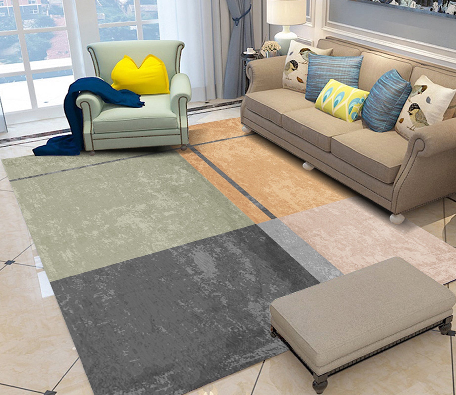 3D Color Geometry WG090 Non Slip Rug Mat Mat AJ Creativity Home 