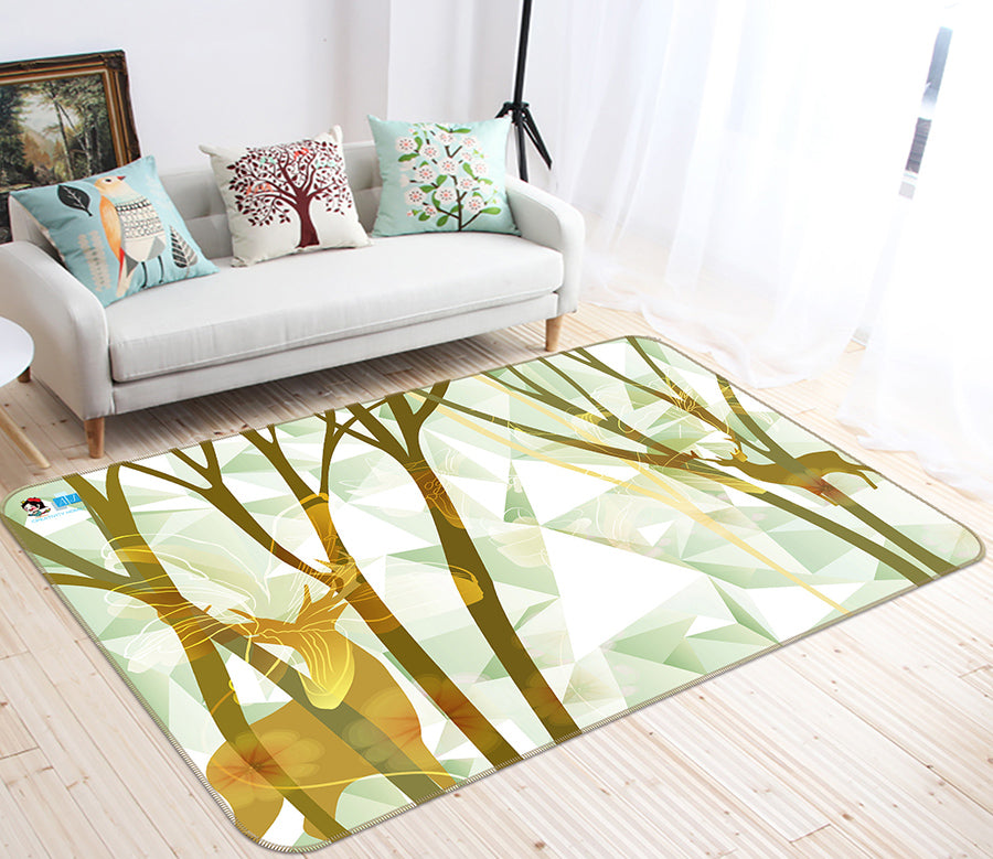 3D Forest Deer 66095 Non Slip Rug Mat
