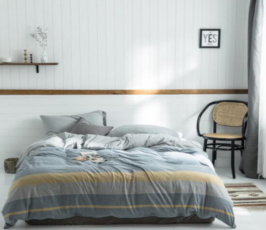 3D Gray Stitching Stripes 50125 Bed Pillowcases Quilt