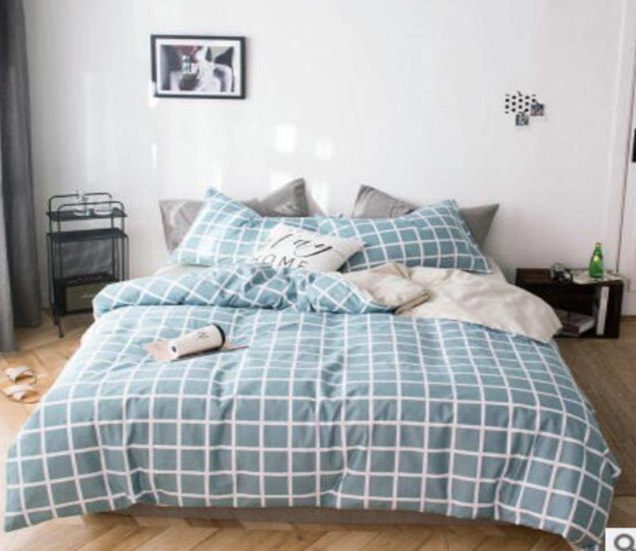 3D Light Green Grid 40101 Bed Pillowcases Quilt
