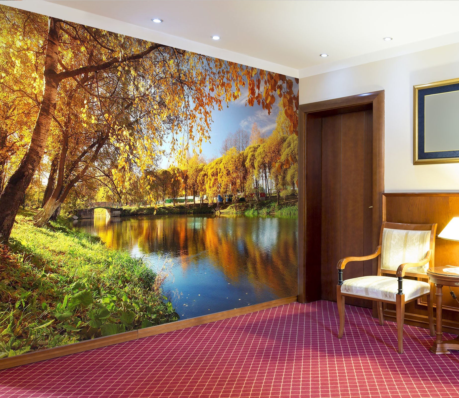 3D Park Lake Bridge 37 Wall Murals Wallpaper AJ Wallpaper 2 