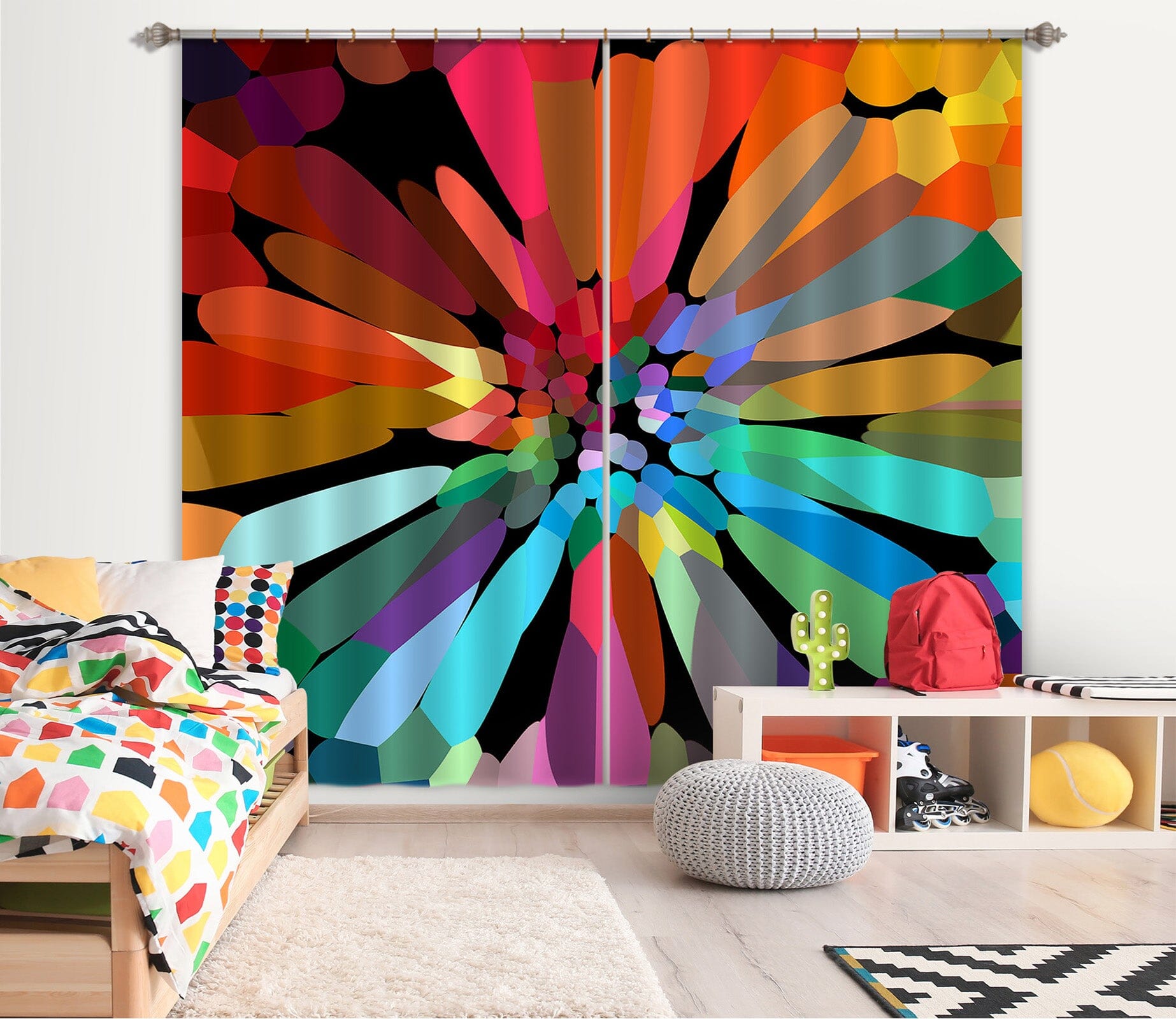 3D Colored Petals 034 Shandra Smith Curtain Curtains Drapes Curtains AJ Creativity Home 