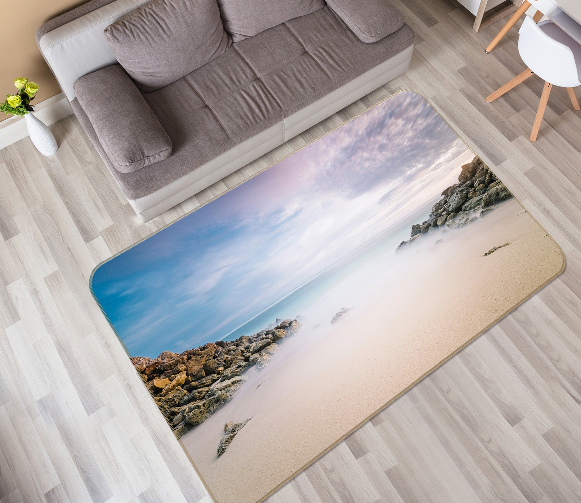 3D Beach Stone 31103 Non Slip Rug Mat