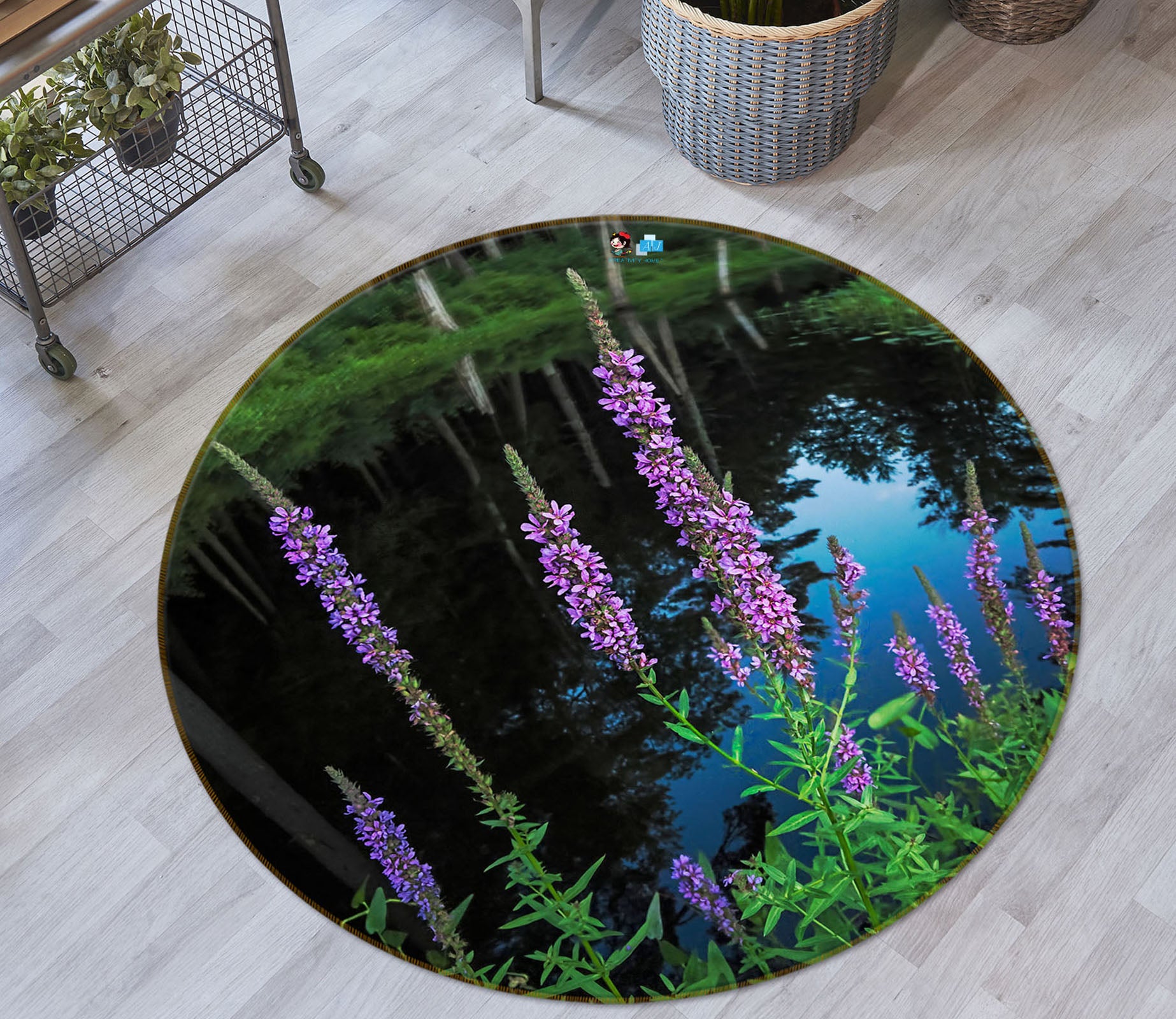 3D Purple Reign 85114 Jerry LoFaro Rug Round Non Slip Rug Mat