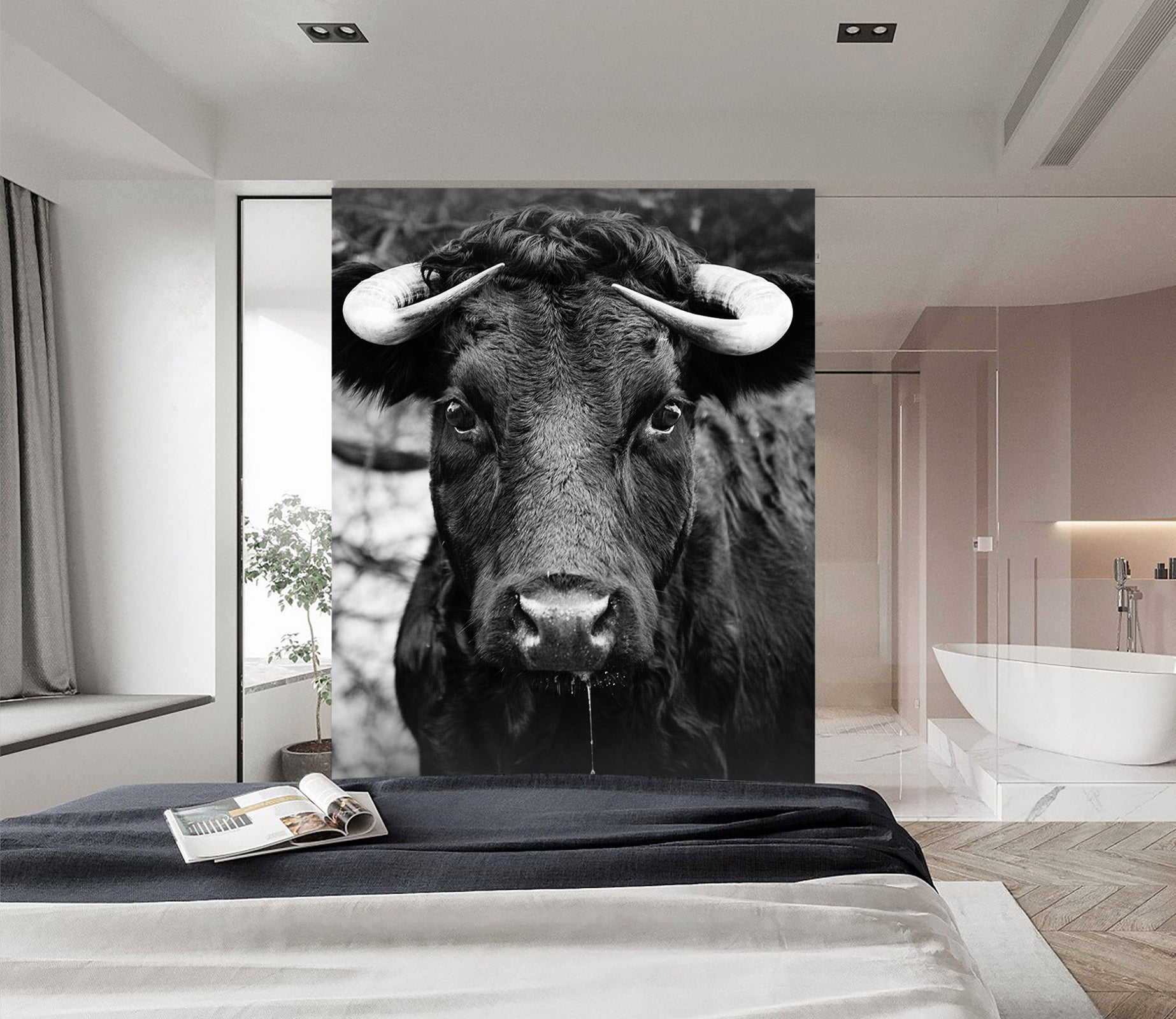 3D Black Cow 434 Wall Murals