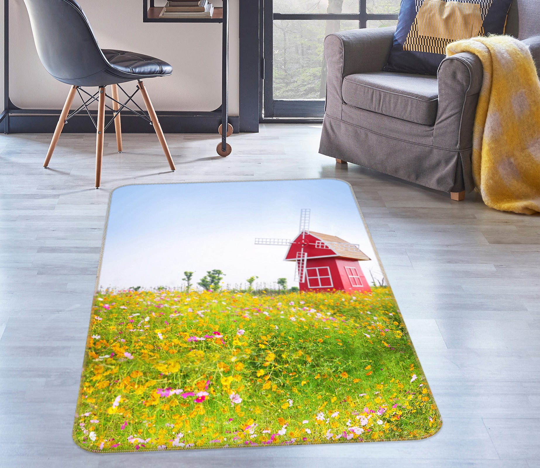 3D Grass Red Cottage 76058 Non Slip Rug Mat