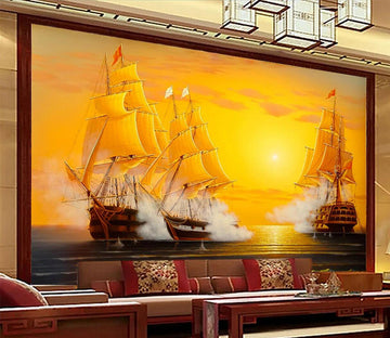 3D Sunset Steamer WC129 Wall Murals