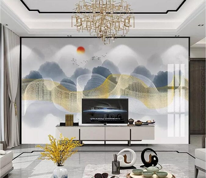 3D Golden Wave 2820 Wall Murals Wallpaper AJ Wallpaper 2 