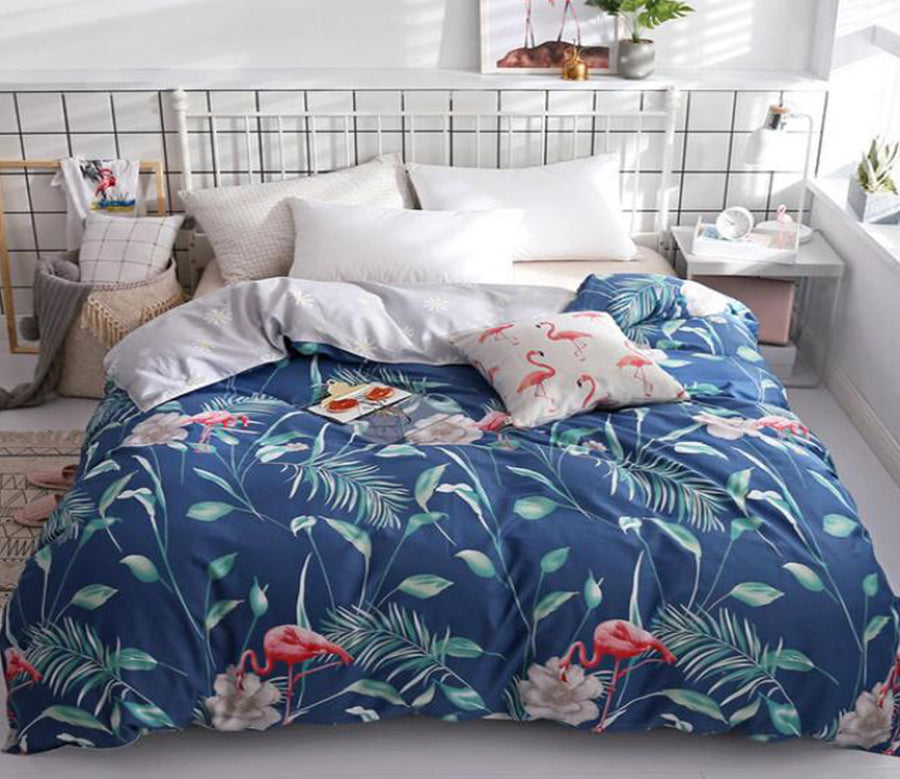 3D Green Leaf Flamingo 4118 Bed Pillowcases Quilt
