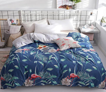 3D Green Leaf Flamingo 4118 Bed Pillowcases Quilt