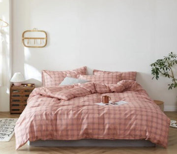3D Red Plaid 30011 Bed Pillowcases Quilt