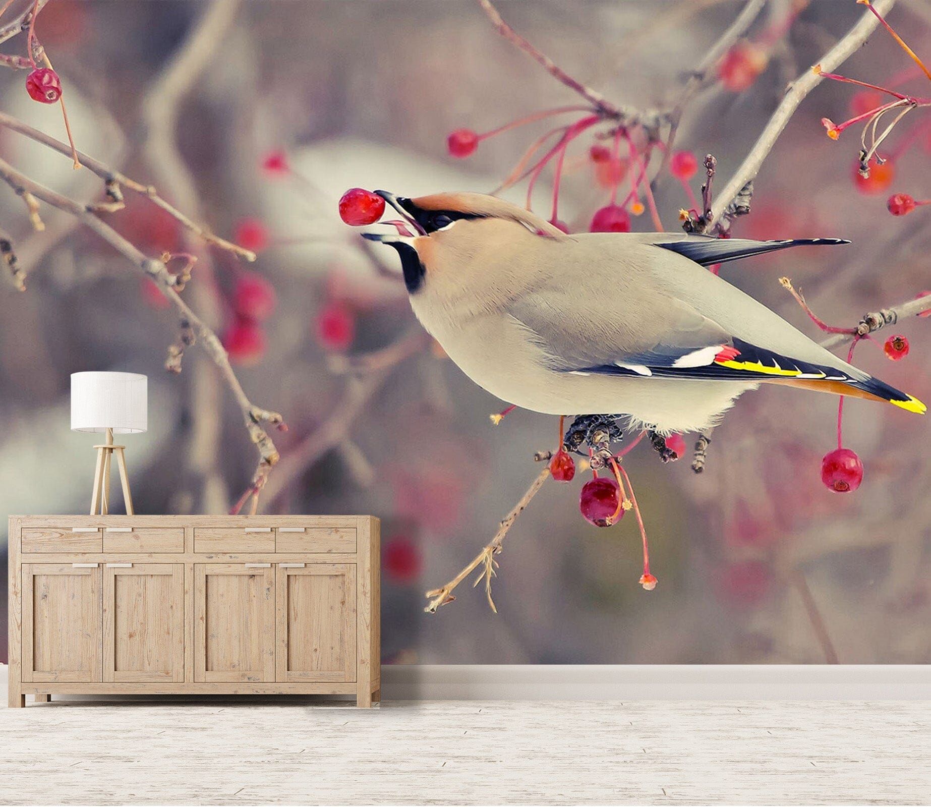 3D Magpie Cherry 231 Wall Murals Wallpaper AJ Wallpaper 2 