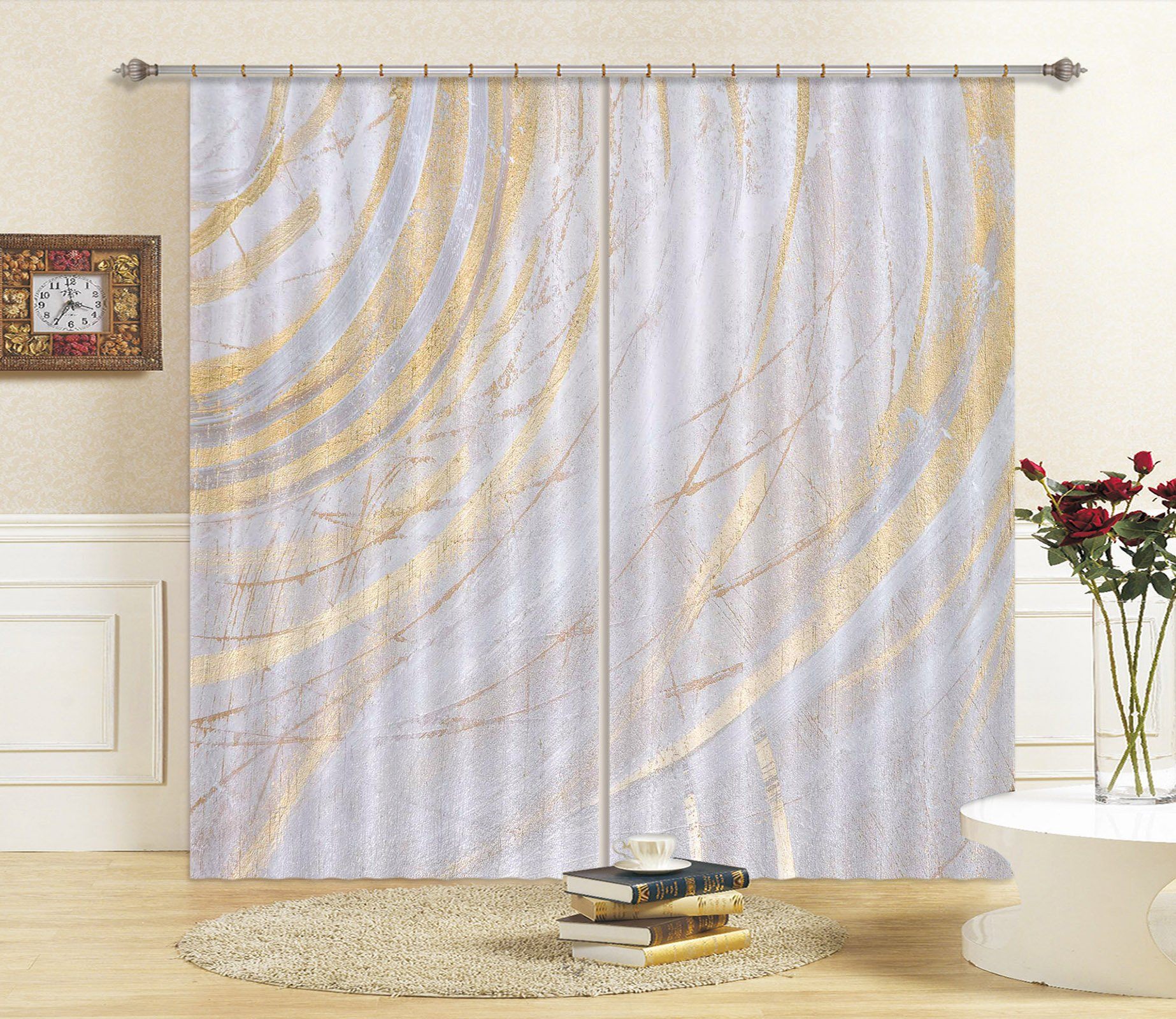 3D Curved White Background 44 Curtains Drapes Curtains AJ Creativity Home 