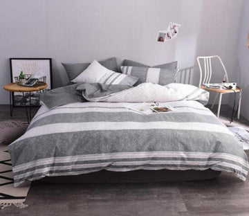 3D Gray Stripes Stitching 15093 Bed Pillowcases Quilt