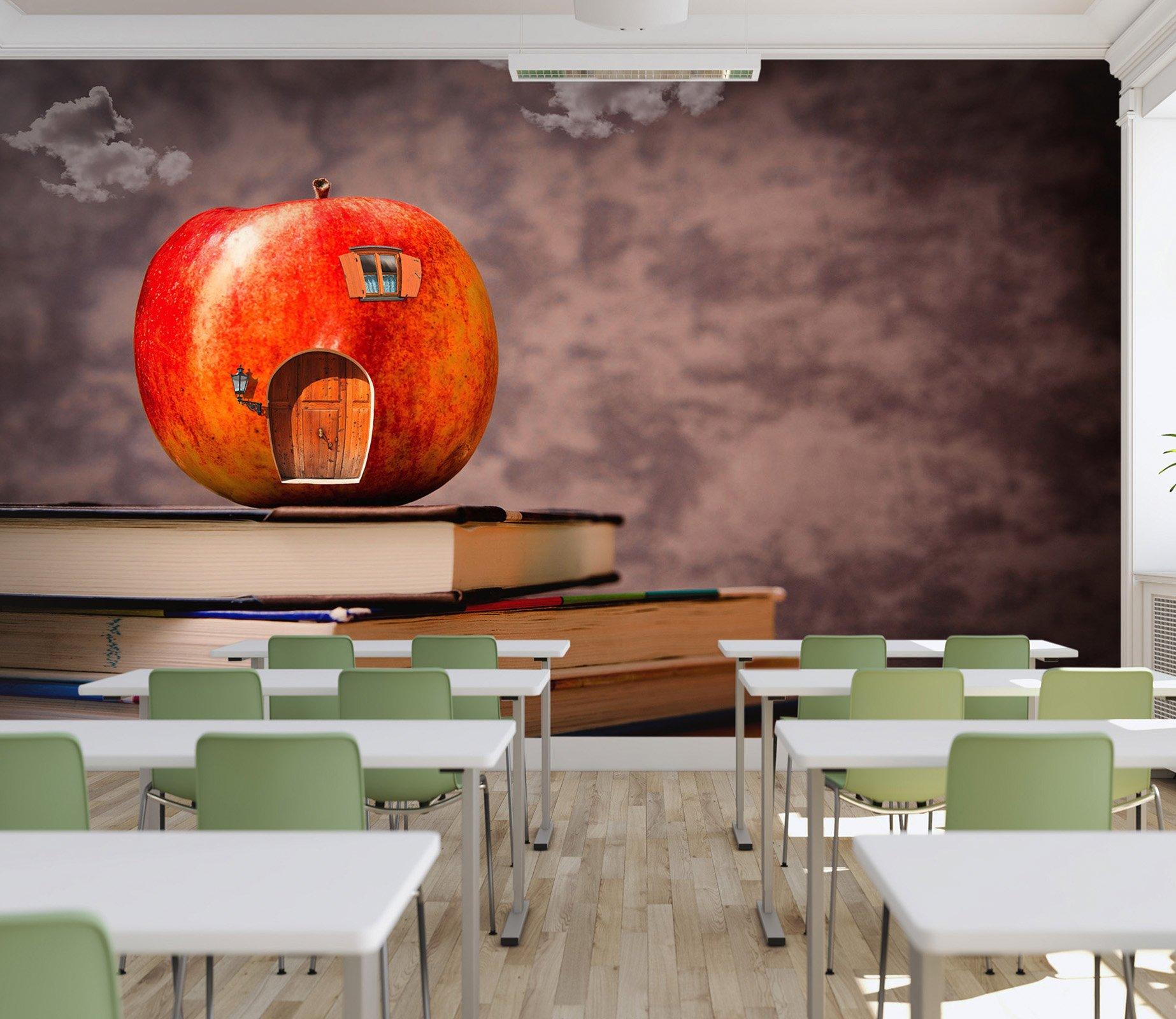 3D Apple house with books 02 Wall Murals Wallpaper AJ Wallpaper 2 