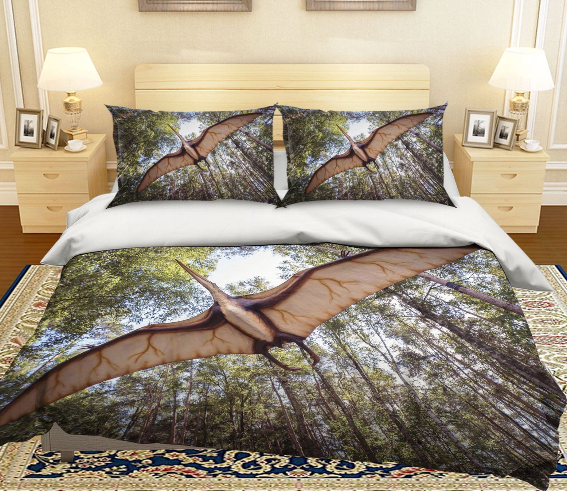 3D Forest Pterodactyl 1916 Bed Pillowcases Quilt Quiet Covers AJ Creativity Home 