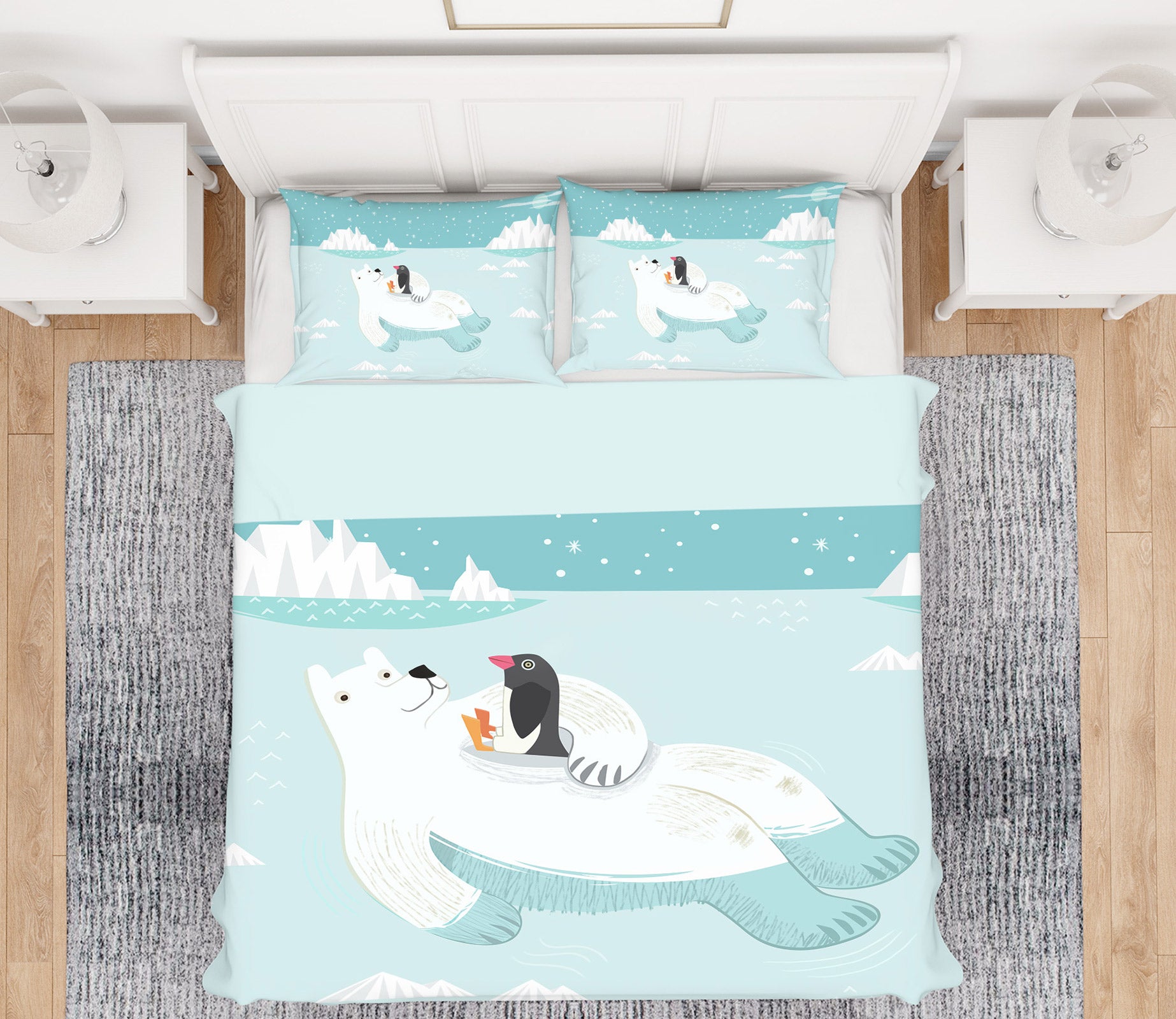 3D Polar Bear Penguin 12098 Bed Pillowcases Quilt