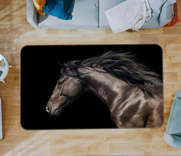 3D Black Horse 089 Animal Non Slip Rug Mat