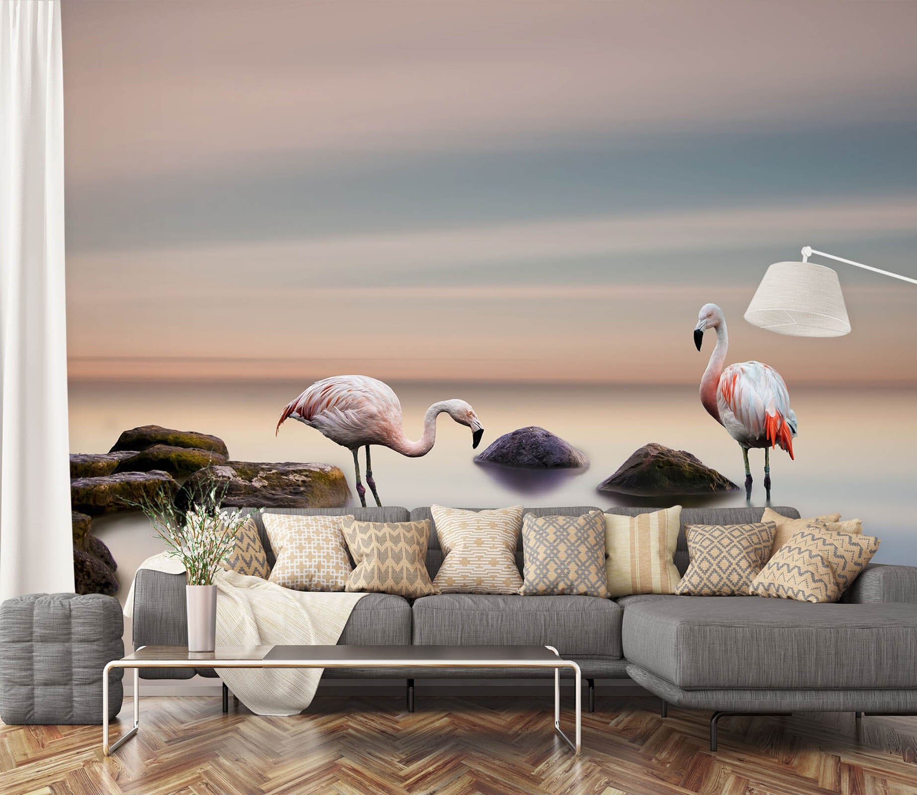3D Flamingo Stones 1140 Wall Murals Wallpaper AJ Wallpaper 2 