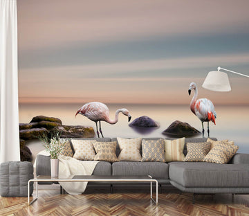 3D Flamingo Stones 1140 Wall Murals Wallpaper AJ Wallpaper 2 