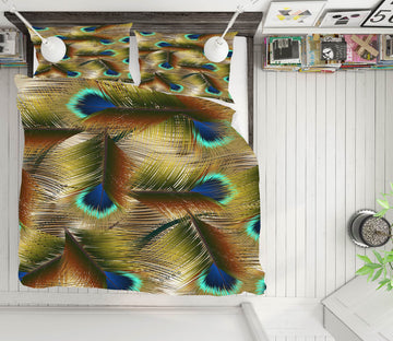 3D Peacock Feather 16155 Bed Pillowcases Quilt