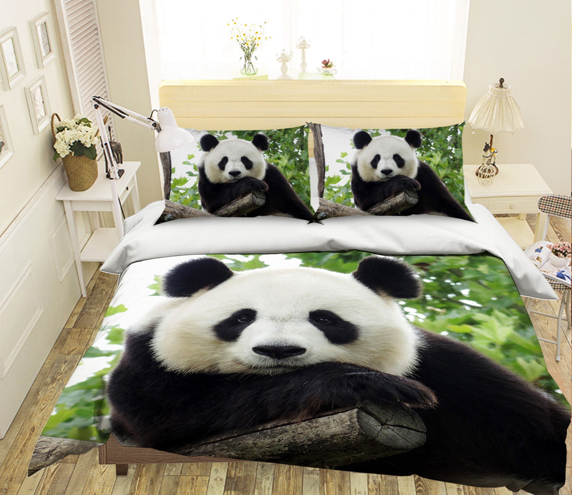 3D Panda Tree 127 Bed Pillowcases Quilt