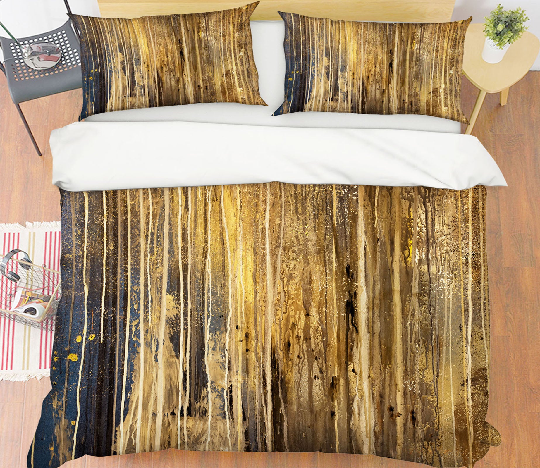 3D Brown Wood Grain 60144 Bed Pillowcases Quilt