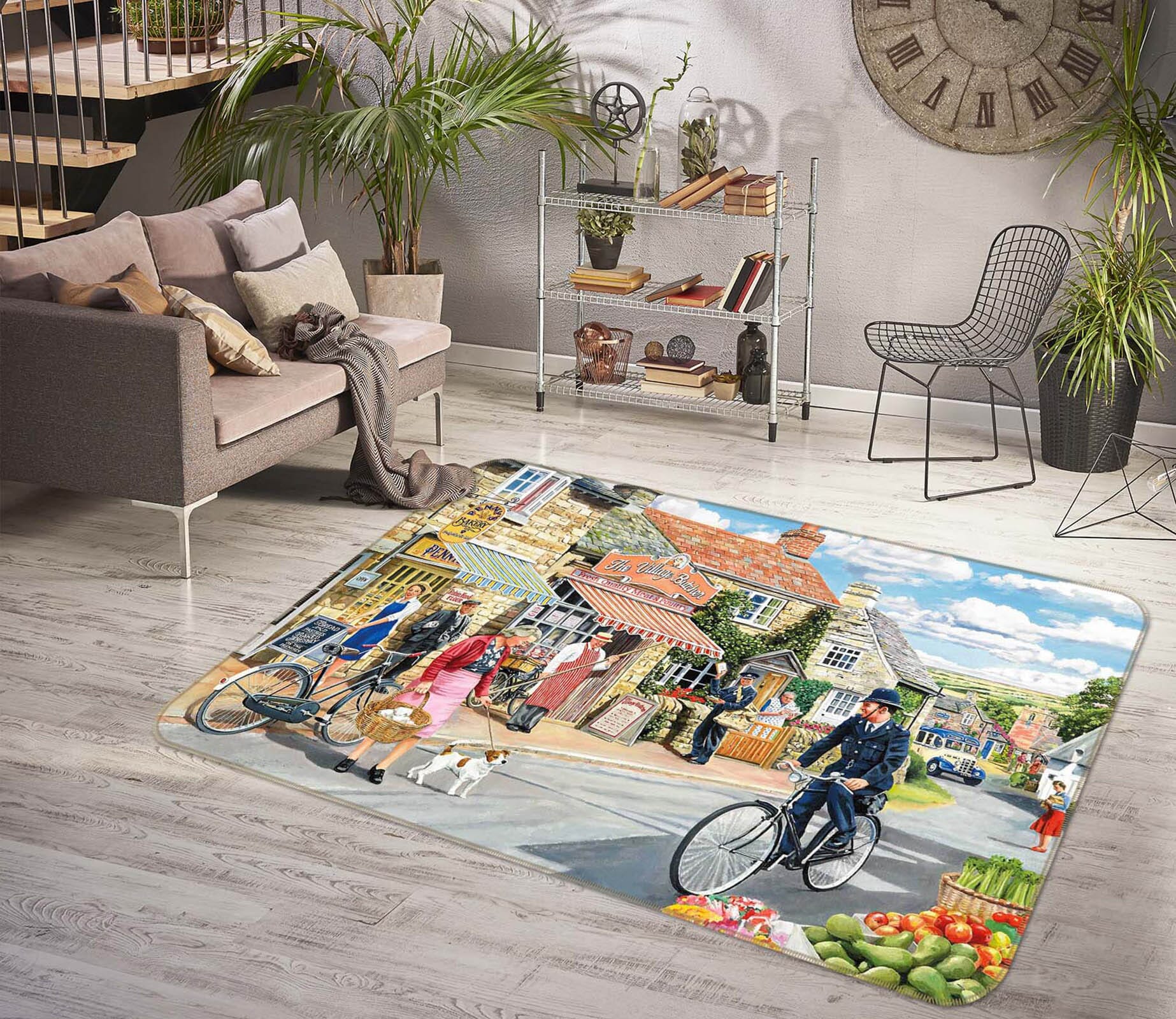 3D The Village High Street 1124 Trevor Mitchell Rug Non Slip Rug Mat Mat AJ Creativity Home 