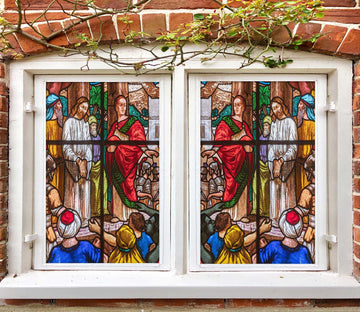 3D Praying Believer 132 Window Film Print Sticker Cling Stained Glass UV Block