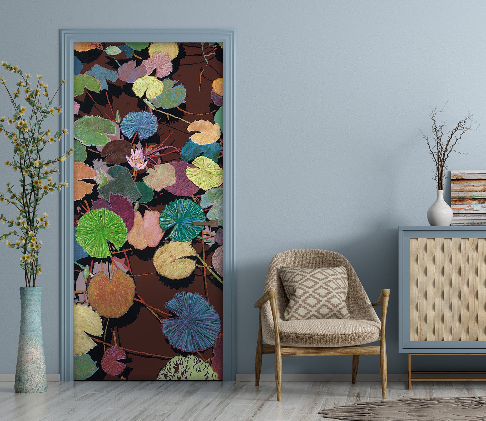 3D Lotus Leaf Colored 9407 Allan P. Friedlander Door Mural