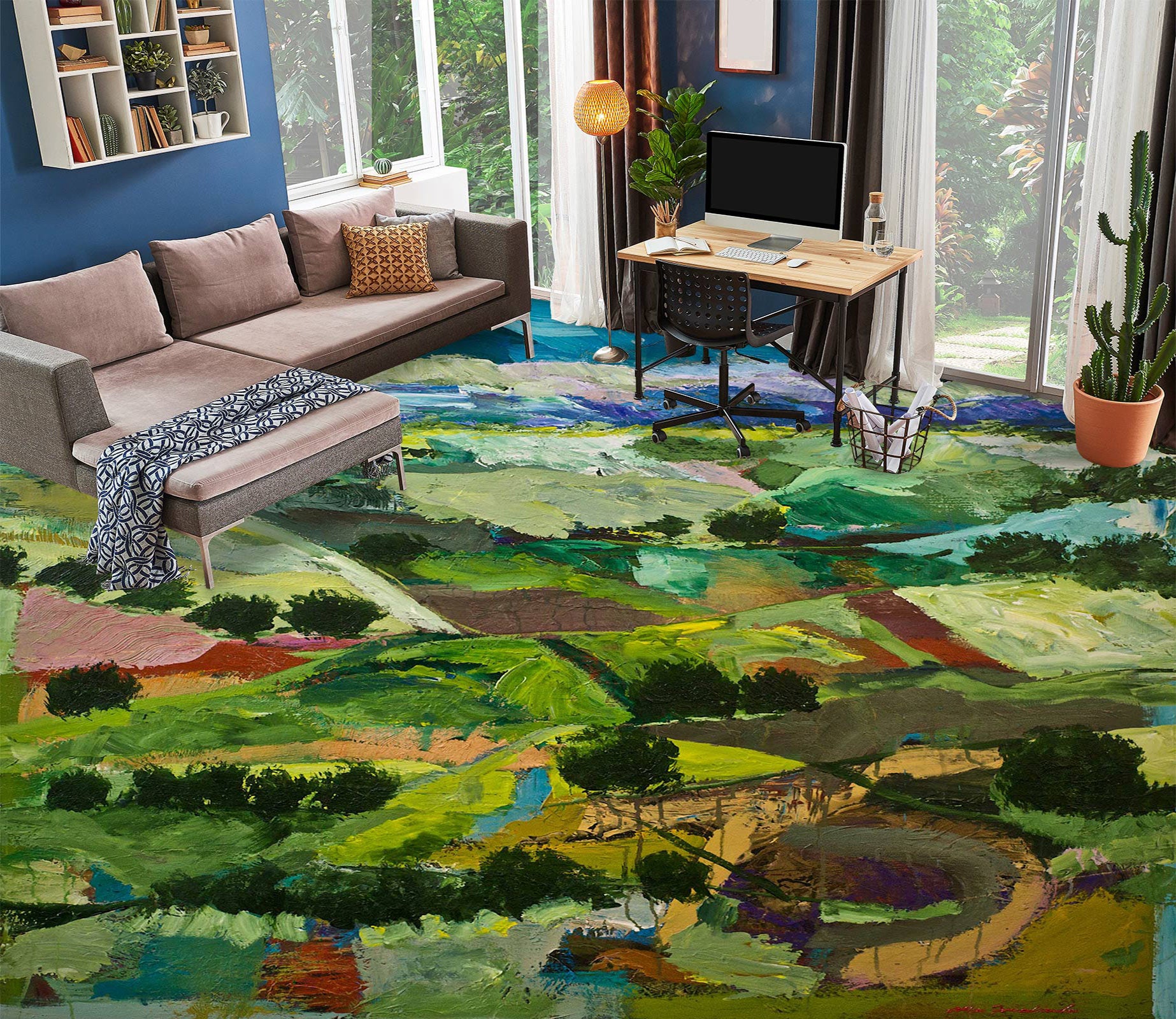 3D Green Field Hillside 9615 Allan P. Friedlander Floor Mural