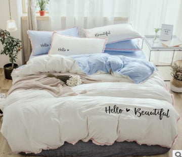 3D Creamy-White 50005 Bed Pillowcases Quilt