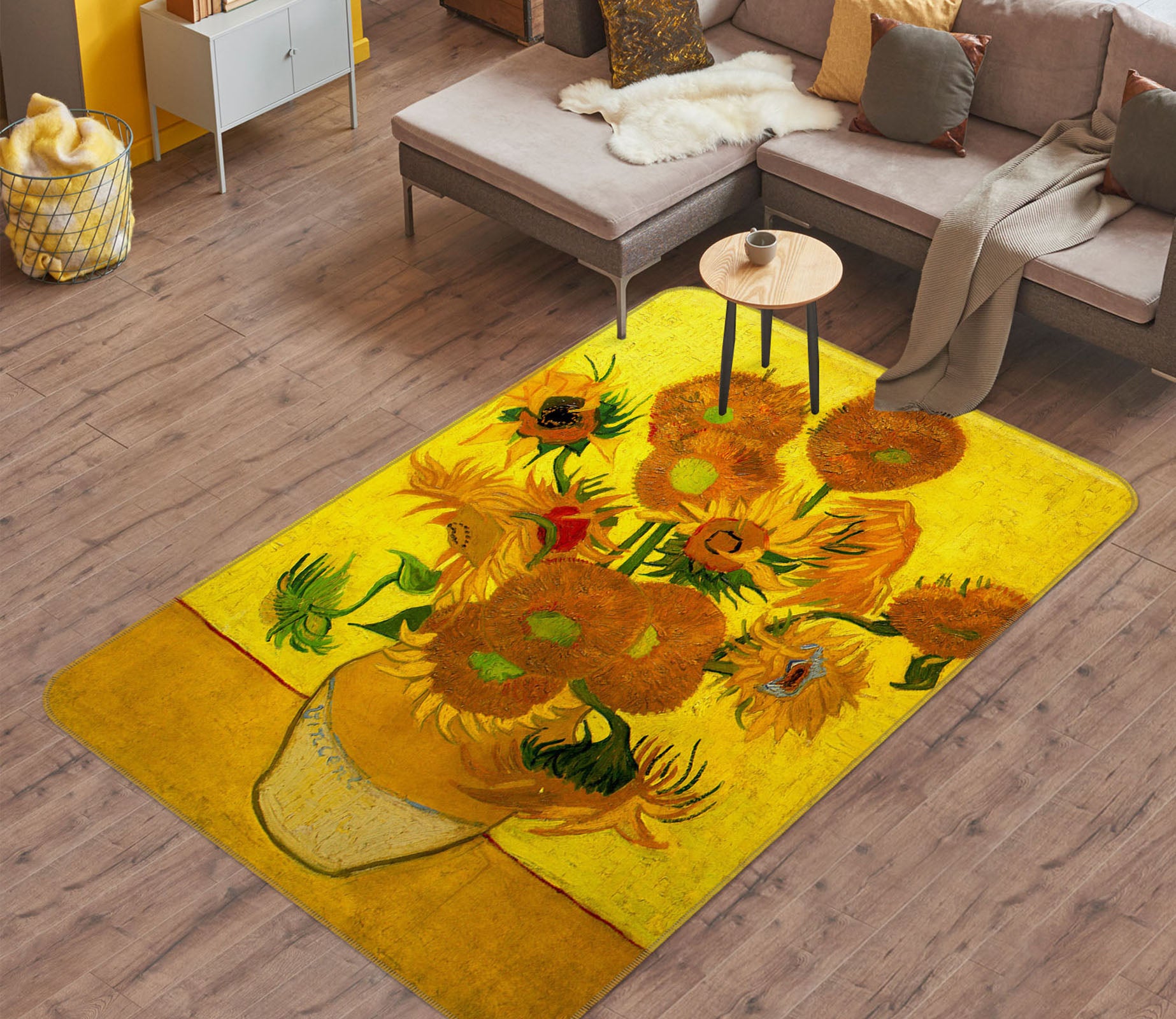 3D Sunflower Vase 33213 Non Slip Rug Mat