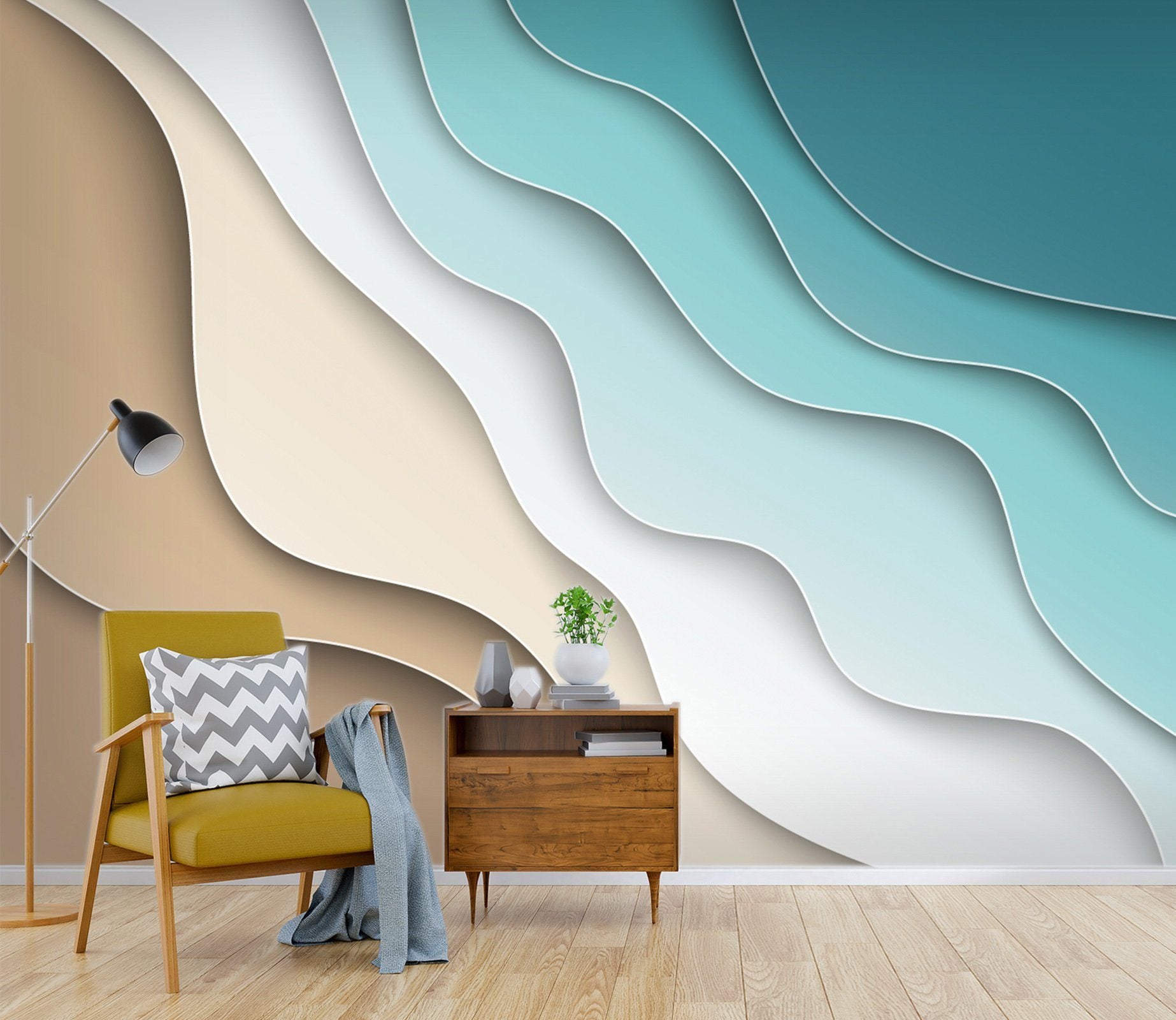 3D Blue Gradient Wave 52 Wallpaper AJ Wallpaper 