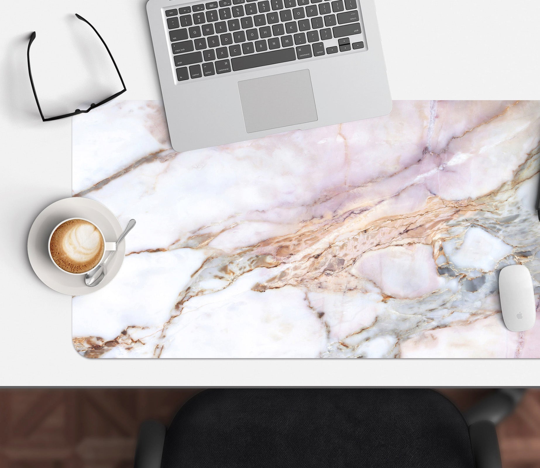 3D White Marble 17187 Desk Mat