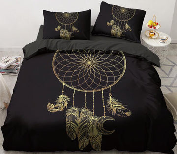 3D Gold Dreamcatcher 5575 Bed Pillowcases Quilt