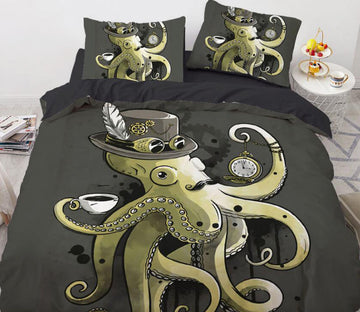 3D Octopus Top Hat 8814 Bed Pillowcases Quilt
