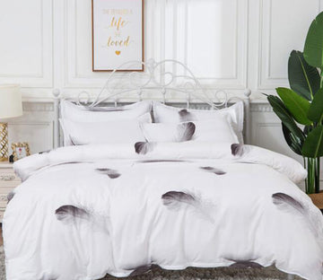 3D Black Feather 8093 Bed Pillowcases Quilt