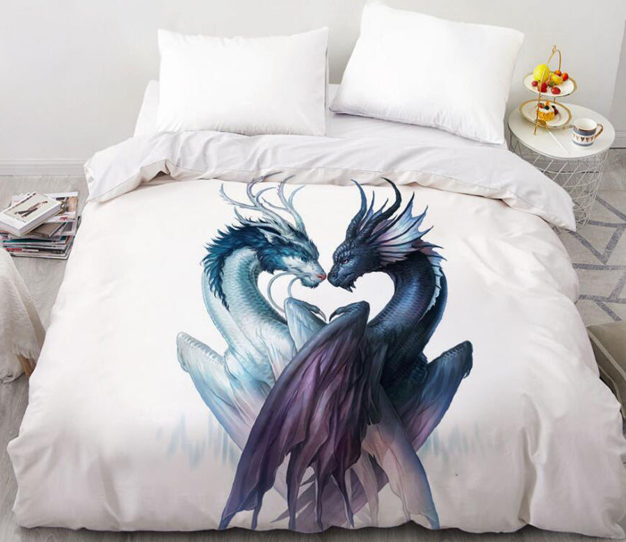 3D Double Dragon 88112 Bed Pillowcases Quilt