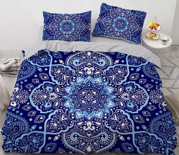 3D Dark Blue Totem 77154 Bed Pillowcases Quilt