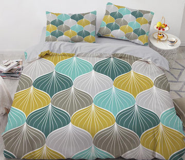 3D Green Yellow 88200 Bed Pillowcases Quilt