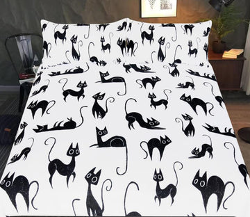3D Cartoon Black Cat 1068 Bed Pillowcases Quilt